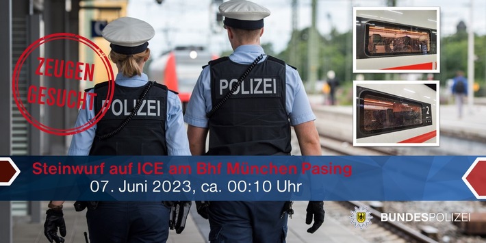Bundespolizeidirektion München: Mutmaßlicher Steinwurf auf ICE / Bundespolizei sucht Zeugen